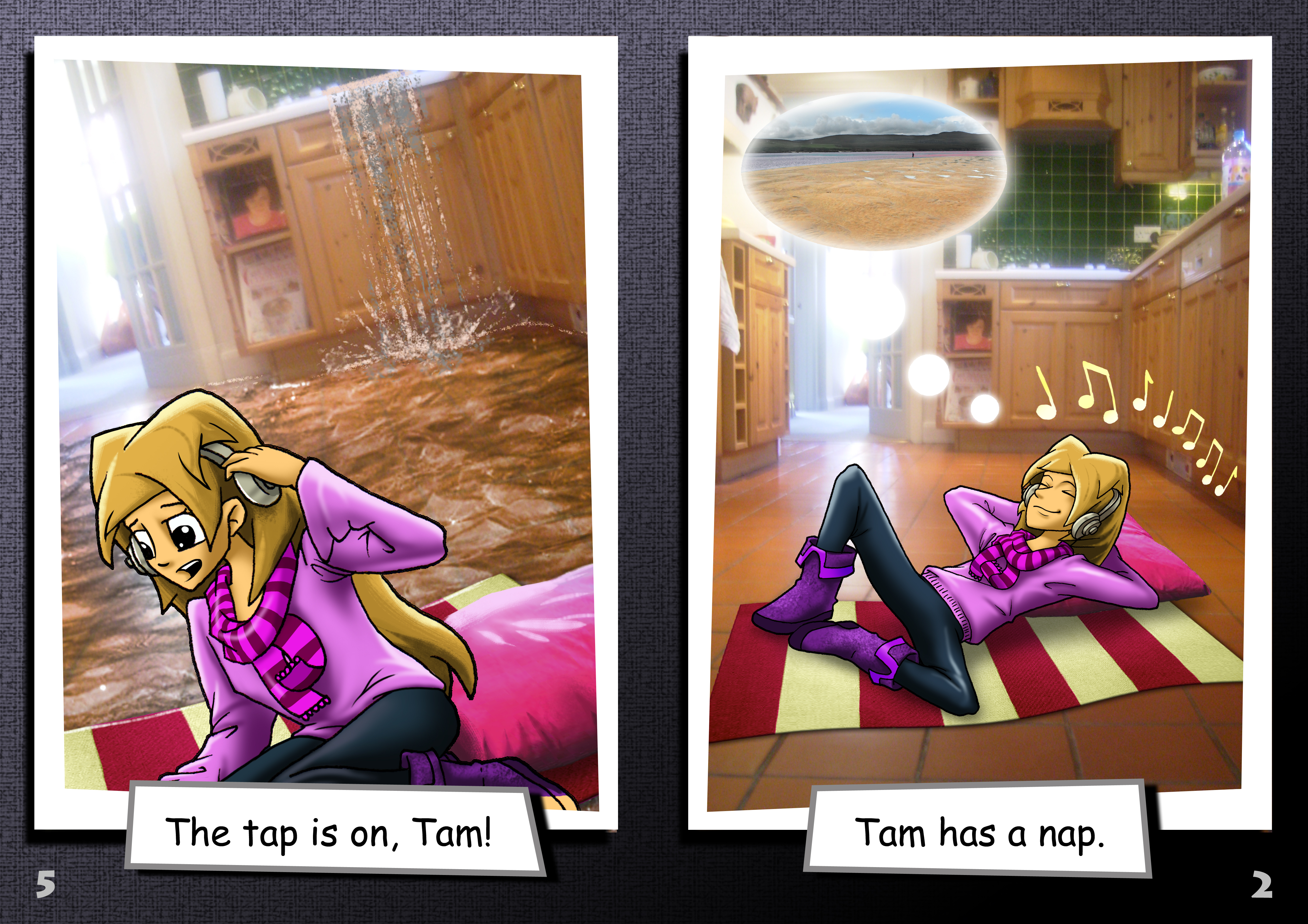 Tam has a Nap pages 2 and 5